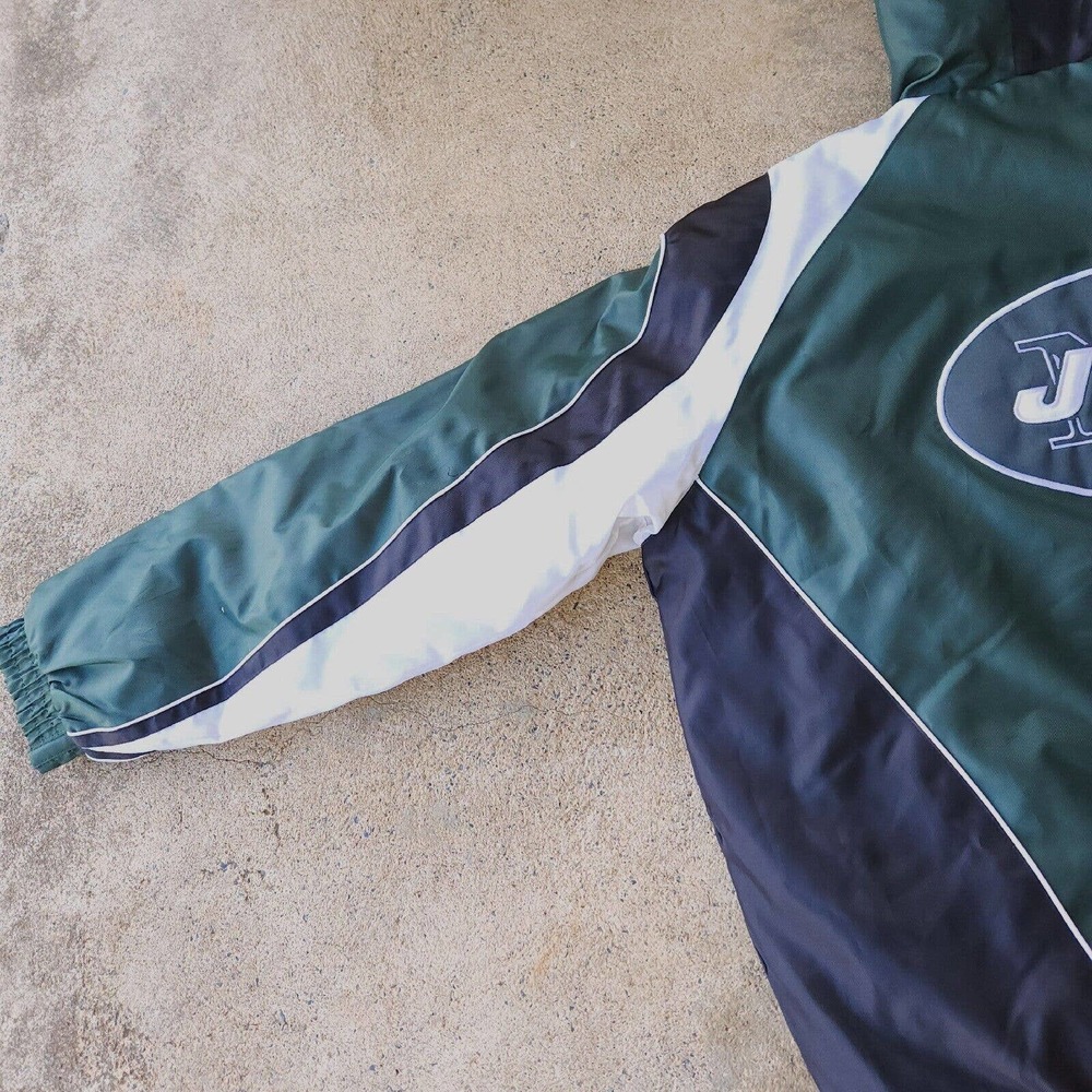 NY New York JETS NFL Oversized Green Zip Up Hoodie On Field Jacket Coat Size XL - Picture 12 of 16